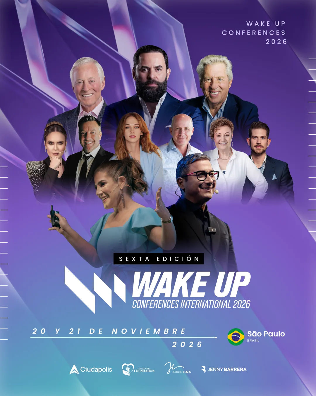 Wake Up Conferences International 2026 · 20 y 21 de noviembre · São Paulo · John C. Maxwell, Wendell Carvalho, Brian Tracy y conferencistas