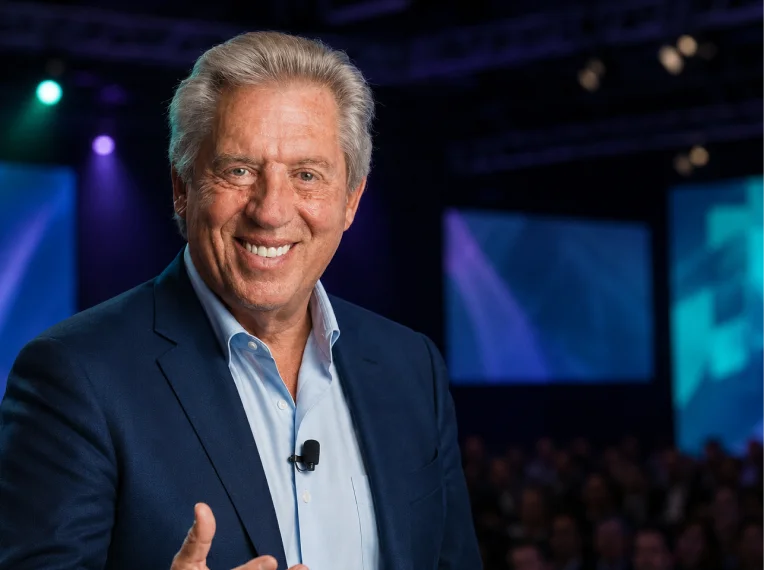 John C. Maxwell, cabeça de cartaz do Wake Up Conferences Brasil 2026, no palco